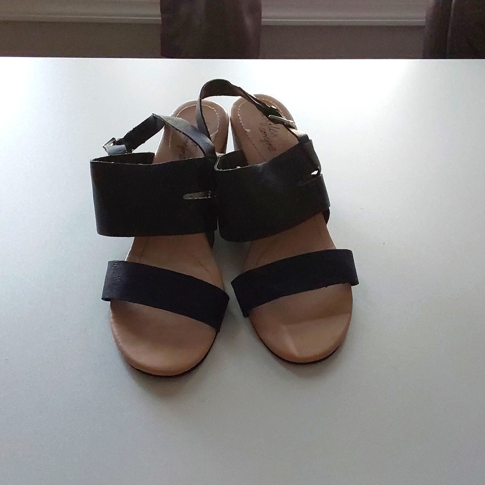 Black wedge sandals